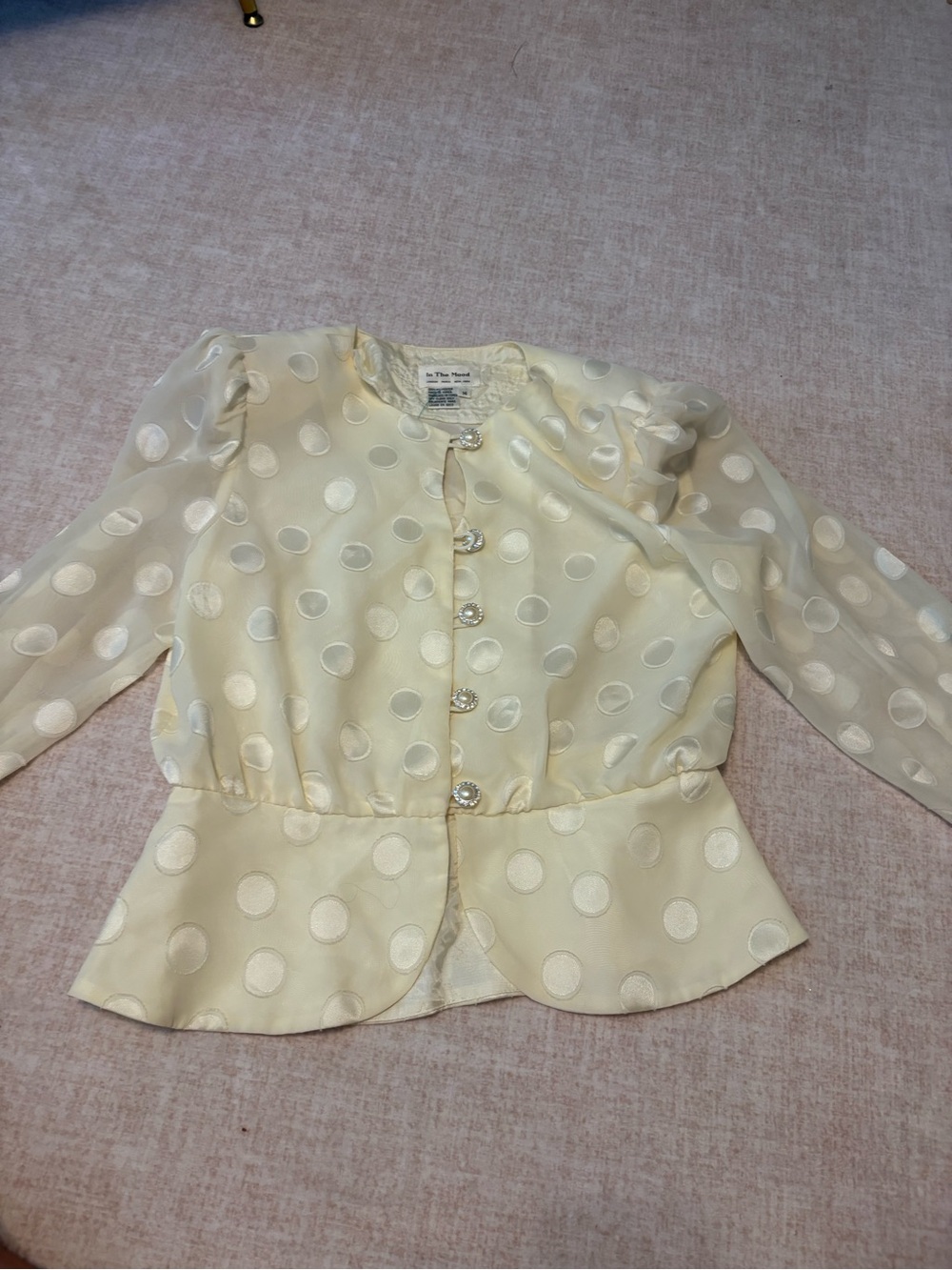 Women’s vintage Cream Polka Dot Peplum Jacket